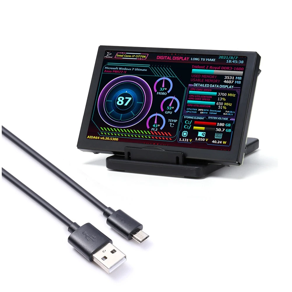 5-дюймовый IPS-экран монитора из алюминиевого сплава, USB-компьютер, дополнительный экран HDD для AIDA64, USB-кабель
5-дюймовый IPS-экран монитора из алюминиевого сплава, USB-компьютер, дополнительный экран HDD для AIDA64, USB-кабель