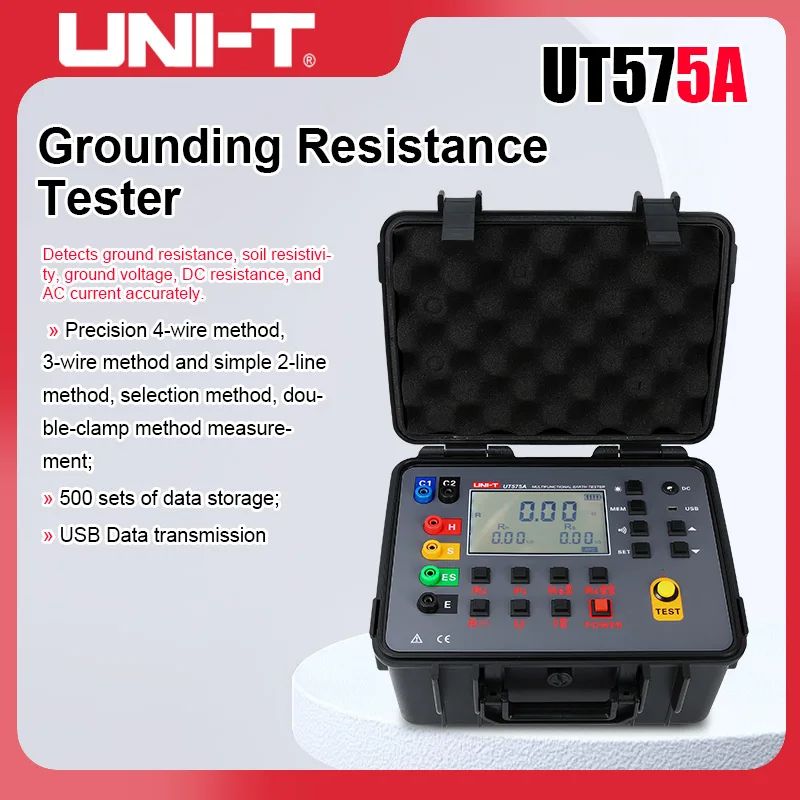 

UNI-T Double Clamp Earth Resistance Tester 0-30 Grounding Megometer Ommeter with Data Storage/LCD Backlight UT575A