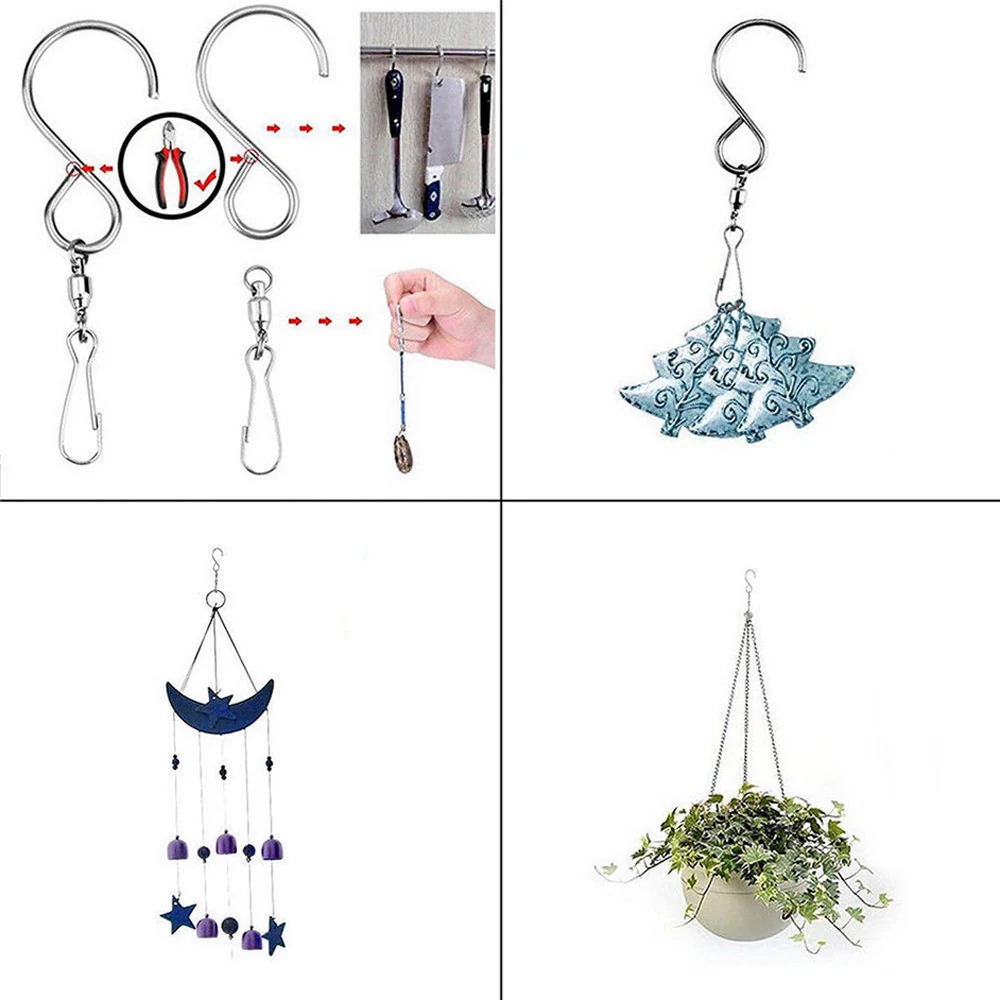 5x 360-degree Rotating Wind Chime Hook Small Flower Basket Bearing Rotating Hook Stainless Steel S Shape Hook Home Accessories
5x 360-degree Rotating Wind Chime Hook Small Flower Basket Bearing Rotating Hook Stainless Steel S Shape Hook Home Accessories