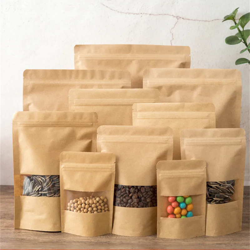 50pcs Transparent Window Kraft Paper Stand Up Ziplock Bags Thickened Food Tea Nuts Self Sealing Packaging
50pcs Transparent Window Kraft Paper Stand Up Ziplock Bags Thickened Food Tea Nuts Self Sealing Packaging