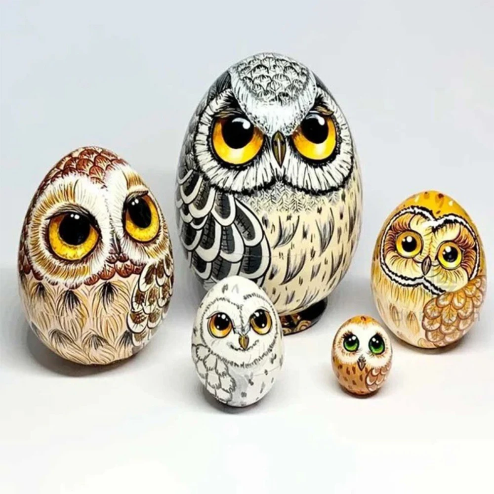 5pcs/set Easter Egg Wooden Owl Russian Doll Handmade Nesting Statue Decor Children Educational Play Party Friends Birthday Gifts
5pcs/set Easter Egg Wooden Owl Russian Doll Handmade Nesting Statue Decor Children Educational Play Party Friends Birthday Gifts
