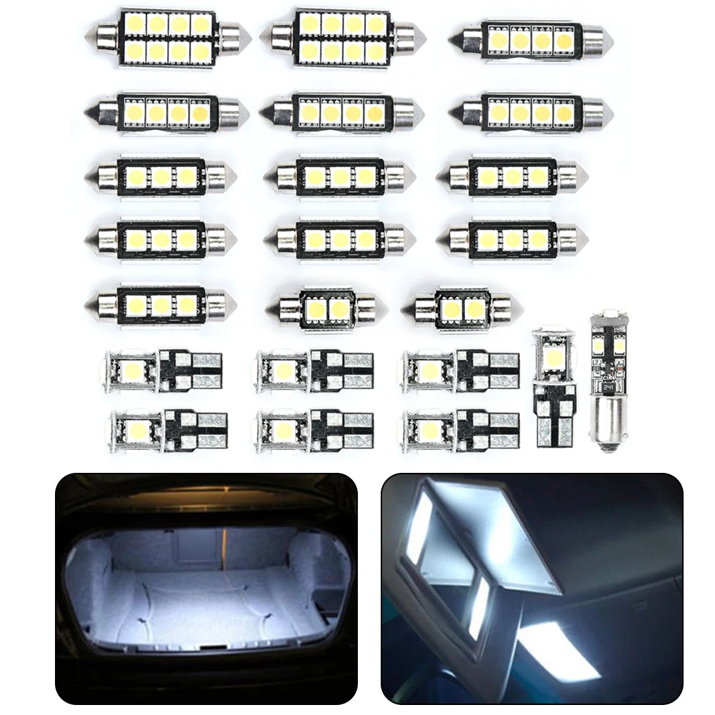 23pcs Car LED Interior Light Bulb Canbus Dome Map Lights 12V 60-130Lm 6000K 5SMD 8SMD Lamp Bulbs Kit
23pcs Car LED Interior Light Bulb Canbus Dome Map Lights 12V 60-130Lm 6000K 5SMD 8SMD Lamp Bulbs Kit