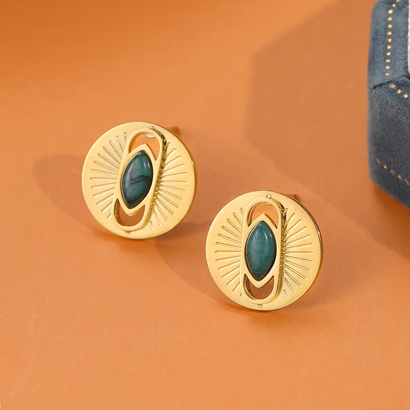 Natural Turquoise Round Shape Stud Earrings For Women Stainless Steel Eye Turquoise Waterproof Anti Tarnish Earrings Jewelry
Natural Turquoise Round Shape Stud Earrings For Women Stainless Steel Eye Turquoise Waterproof Anti Tarnish Earrings Jewelry