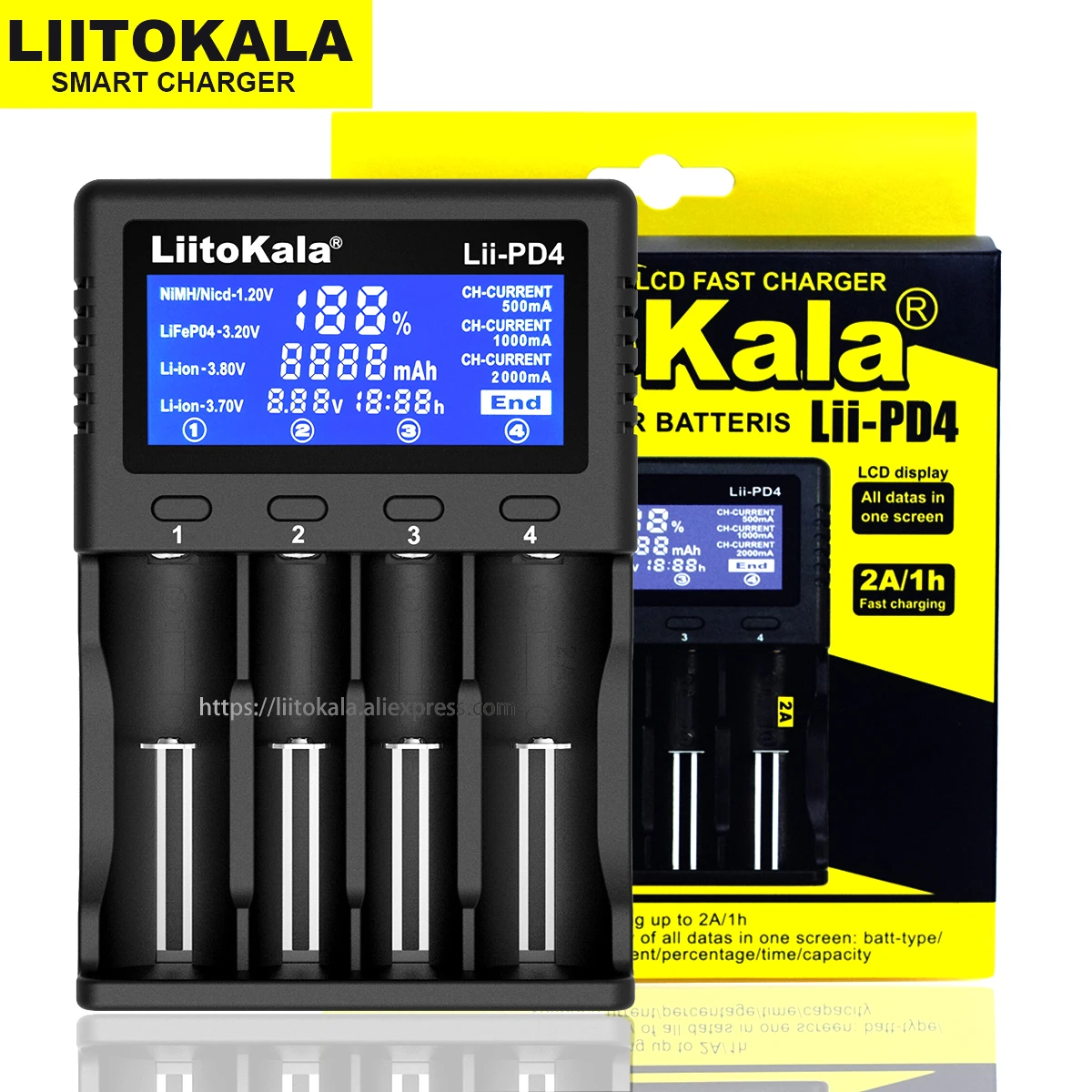 Liitokala Lii-PD4 Lii-500 Lii-402 3.7V 18650 18350 18500 16340 21700 20700 26650 1.2V AA AAA NiMH Lithium-Battery Charger
Liitokala Lii-PD4 Lii-500 Lii-402 3.7V 18650 18350 18500 16340 21700 20700 26650 1.2V AA AAA NiMH Lithium-Battery Charger