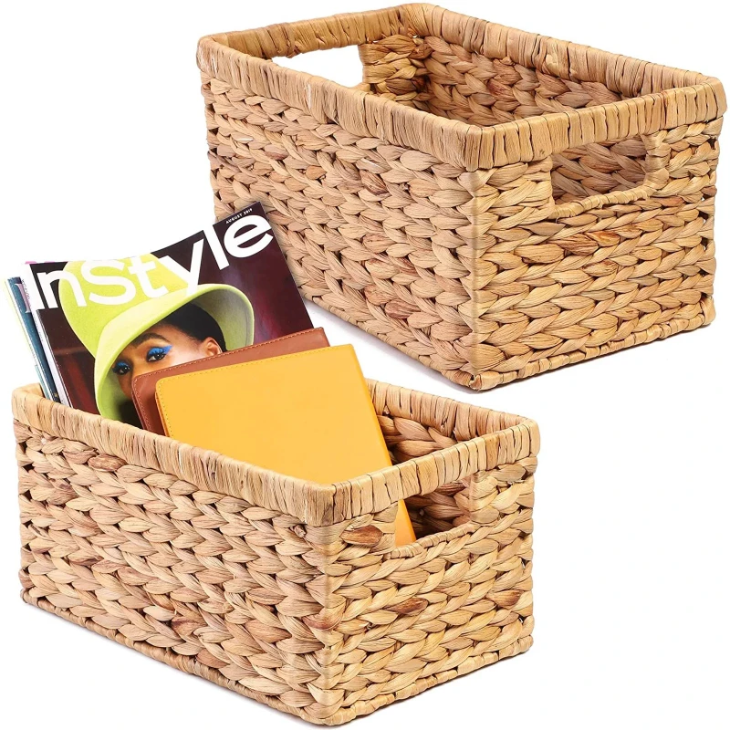 2 Pack Water Hyacinth Baskets, Wicker Storage Bin with Handles for Shelves and Organizing, Brown, 12.9 x 8.4 x 7 in.
2 Pack Water Hyacinth Baskets, Wicker Storage Bin with Handles for Shelves and Organizing, Brown, 12.9 x 8.4 x 7 in.