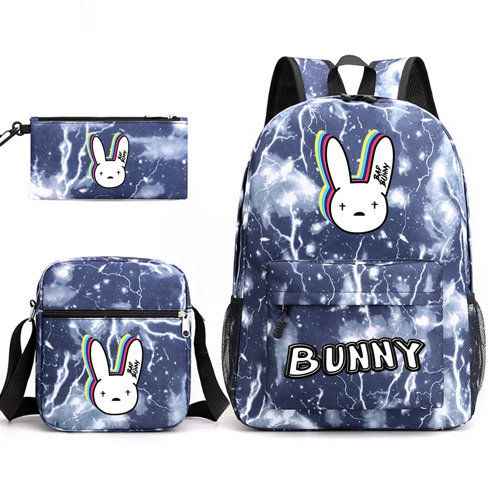 

Creative Fashion Classic bad Bunny Print 3pcs/Set pupil School Bags Laptop Daypack Backpack Inclined shoulder bag Pencil Case