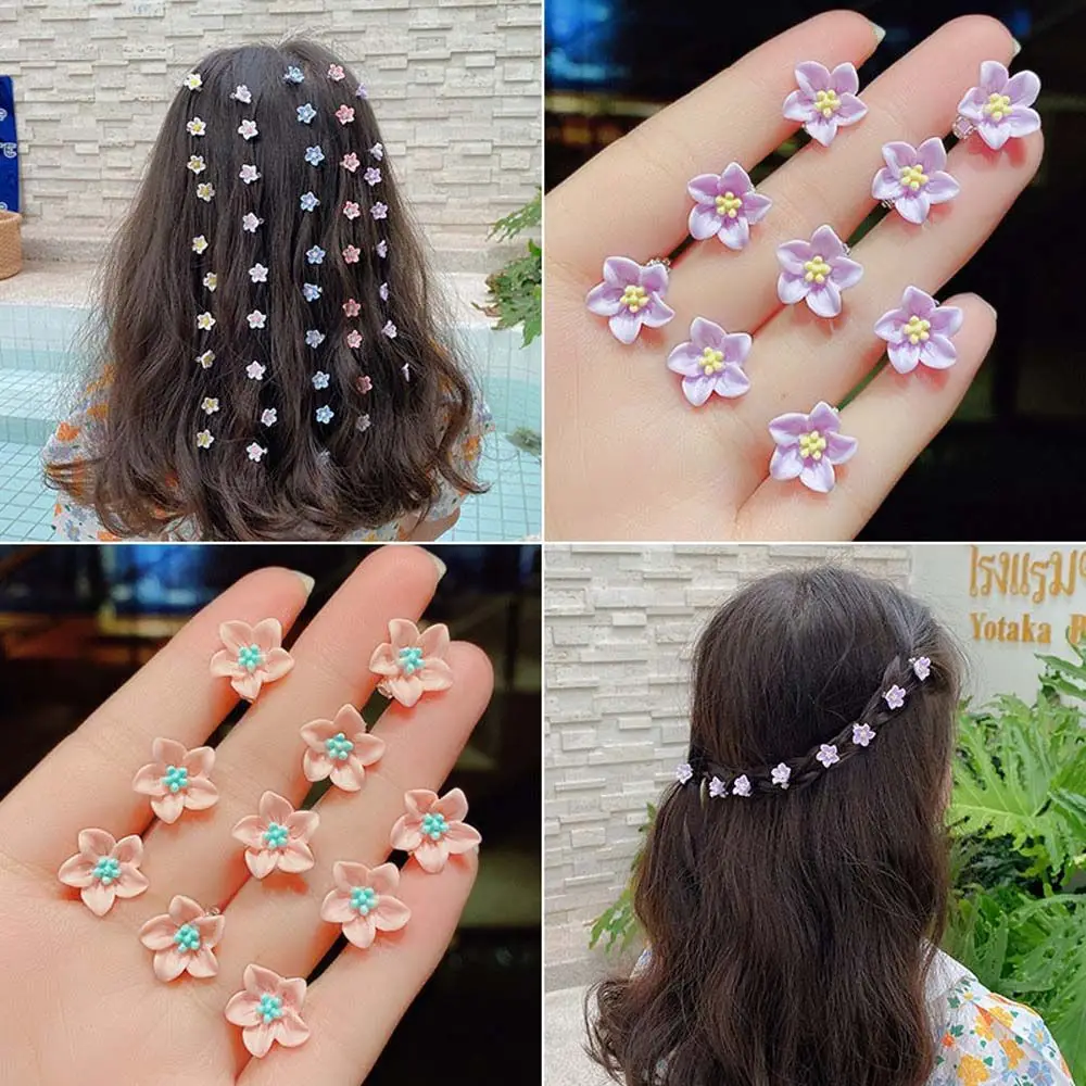 

10pcs Small Flower Buckle Cute Hairpins for Girls Fashion DIY Hair Styles Holder Sweet Soft Ceramics Hair Claws Hair Accessories