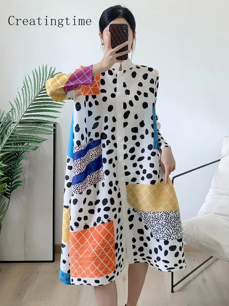 Pleated Print Plaid Striped Dress For Women Spring 2023 New Stand Collar Loose Single Breasted Mid-length Cardigan Female 1A509
Pleated Print Plaid Striped Dress For Women Spring 2023 New Stand Collar Loose Single Breasted Mid-length Cardigan Female 1A509