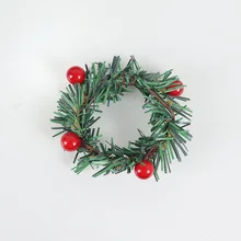 2/4/8pcs Christmas Red Fruit PVC Pine Needle Napkin Ring Holders Xmas Table Decoration Home Wedding Banquet Hotel Table Sup