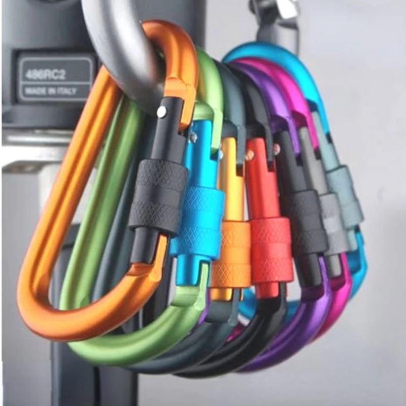 Type D Carabiner With Lock Outdoor Climbing Camping Bold Aluminum Alloy Locking Clasp Keychain Multi Survival Gear Travel Kit
Type D Carabiner With Lock Outdoor Climbing Camping Bold Aluminum Alloy Locking Clasp Keychain Multi Survival Gear Travel Kit