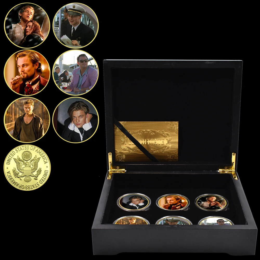 6PCS US Classic Movie Titanic Challenge Coin Collectibles Leonardo DiCaprio Movie Star Commemorative Badge in Capsule
6PCS US Classic Movie Titanic Challenge Coin Collectibles Leonardo DiCaprio Movie Star Commemorative Badge in Capsule