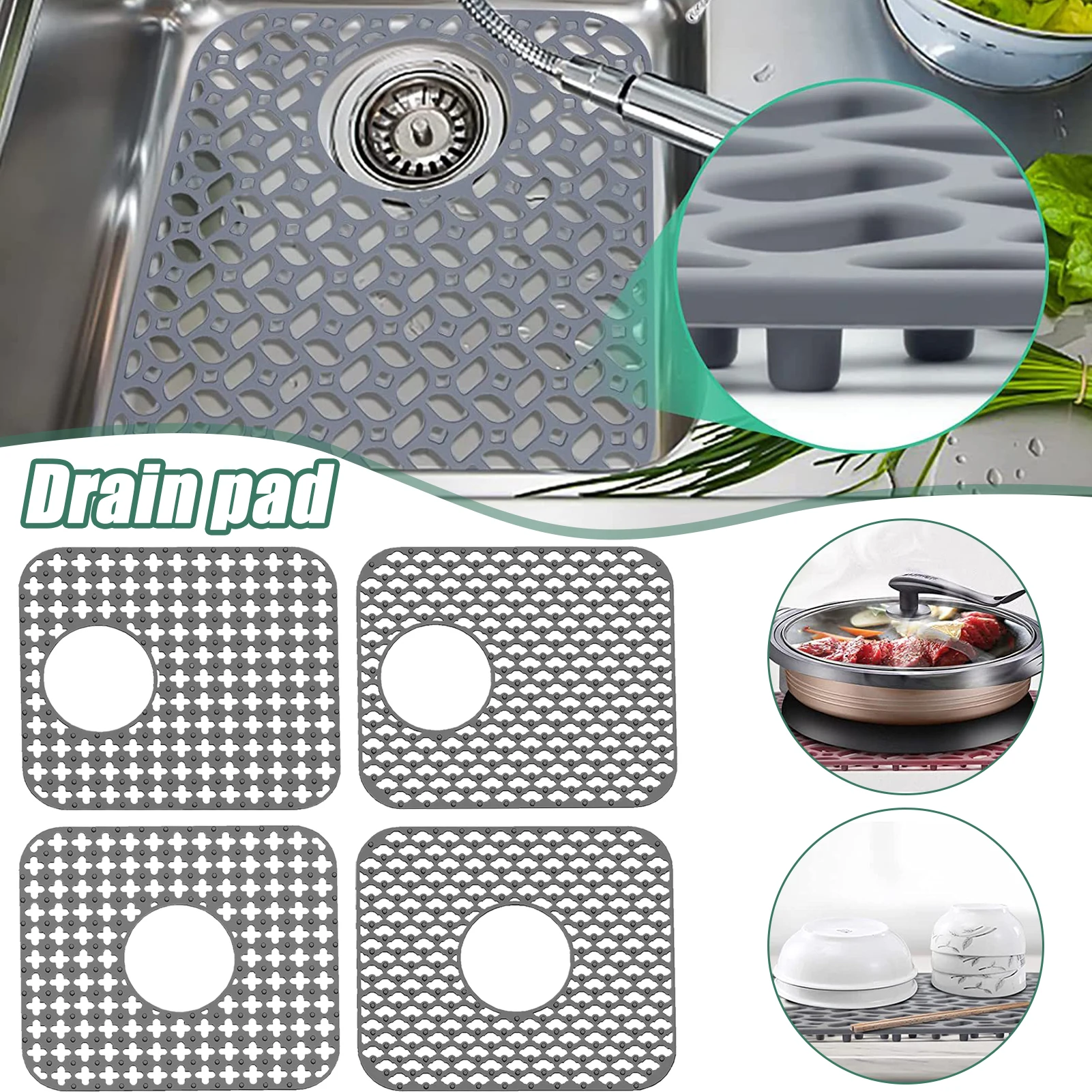 Foldable Silicone Sink Protector Mat Non-Slip Quick Drying Dish Drain Pad for Kitchen Accessories
Foldable Silicone Sink Protector Mat Non-Slip Quick Drying Dish Drain Pad for Kitchen Accessories