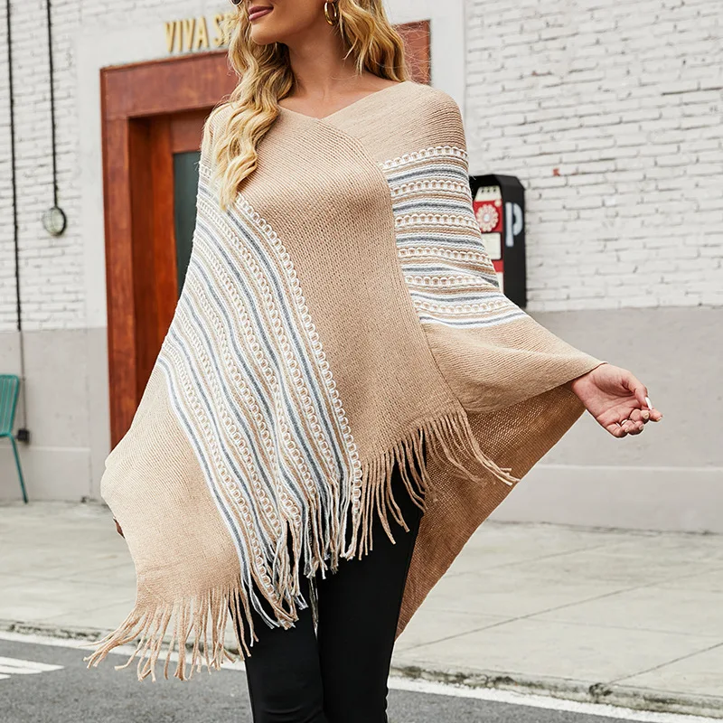 UCAK Women’s Tassel Cape Coat 2023 Autumn Spring New Fringe Poncho Oblique Stripe Coats Color Thin Shawl Scarf Knitted Sweaters
UCAK Women’s Tassel Cape Coat 2023 Autumn Spring New Fringe Poncho Oblique Stripe Coats Color Thin Shawl Scarf Knitted Sweaters