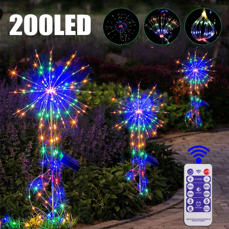 200LED Solar Power Firework String Lights Remote Control Lamp Outdoor Garden Christmas Wedding Party Decoration Flash Lighting
200LED Solar Power Firework String Lights Remote Control Lamp Outdoor Garden Christmas Wedding Party Decoration Flash Lighting