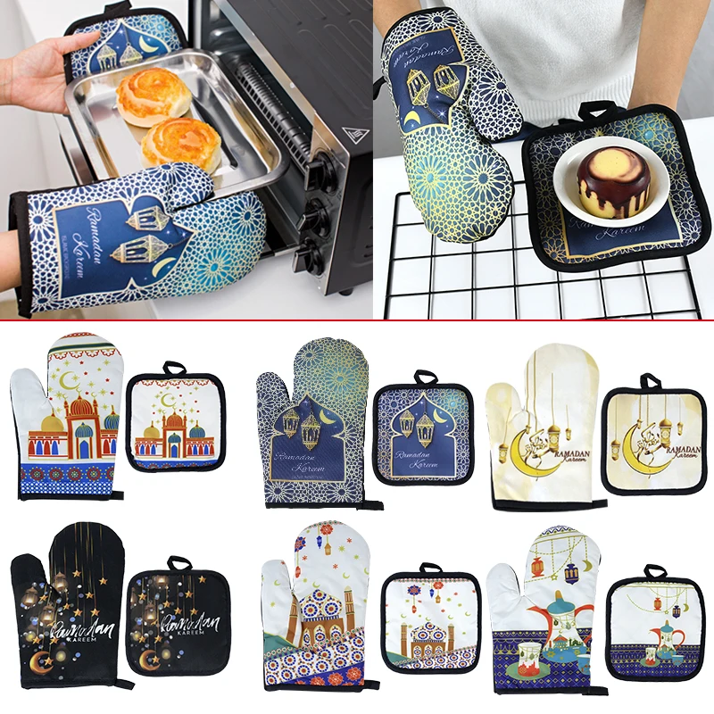 1Pair Eid Mubarak Style Kitchen Anti-Hot Gloves Pad Ramadan Kareem Decoration Microwave Gloves Baking BBQ Tools Home Supplies
1Pair Eid Mubarak Style Kitchen Anti-Hot Gloves Pad Ramadan Kareem Decoration Microwave Gloves Baking BBQ Tools Home Supplies