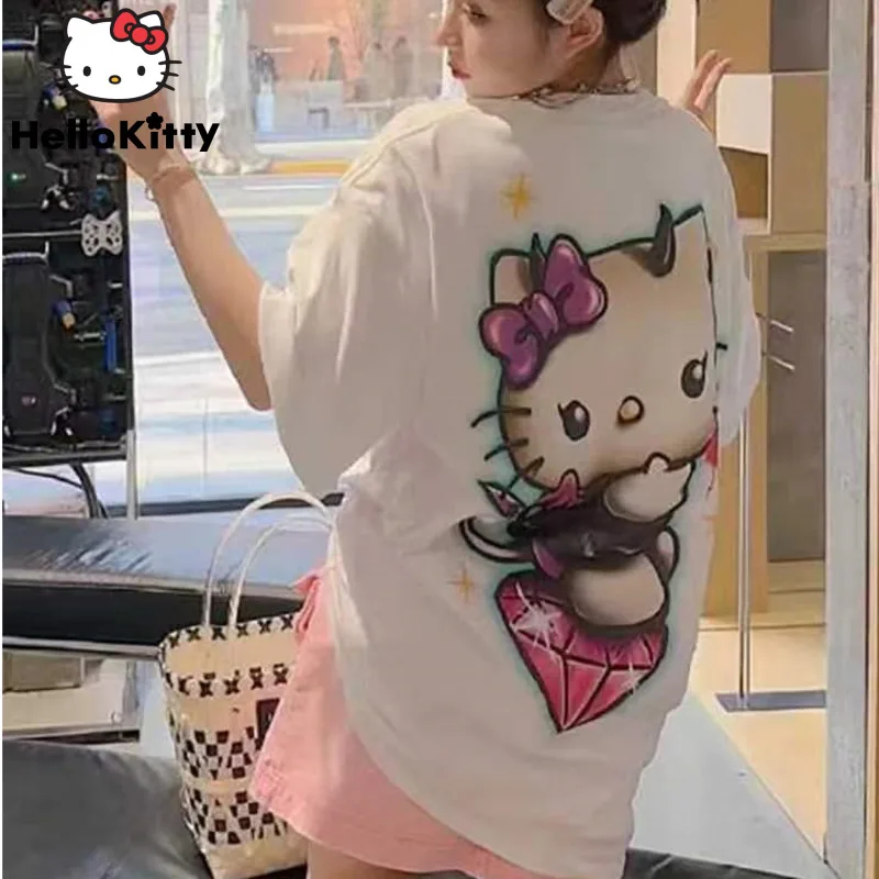 Sanrio Hello Kitty New Cartoon Printing Short Sleeved Tops Summer Korean Style Harajuku T-shirts Y2k Women Aesthetic Loose Tees
Sanrio Hello Kitty New Cartoon Printing Short Sleeved Tops Summer Korean Style Harajuku T-shirts Y2k Women Aesthetic Loose Tees