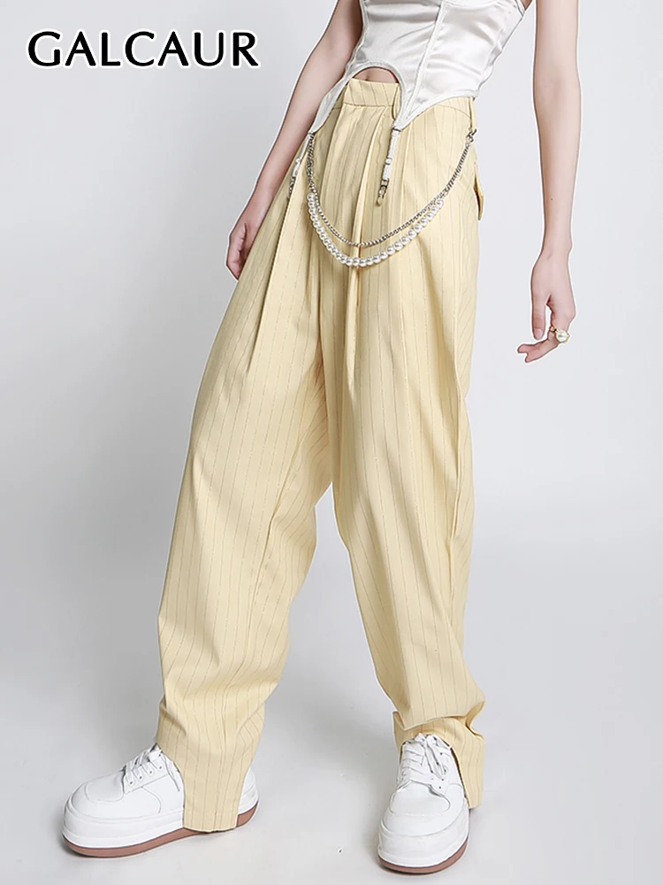 TWOTWINSTYLE Striped Wide Leg Pants Women High Waist Irregular Cuff Long Trousers Women Casual Clothes 2022 Spring Fashion New
TWOTWINSTYLE Striped Wide Leg Pants Women High Waist Irregular Cuff Long Trousers Women Casual Clothes 2022 Spring Fashion New