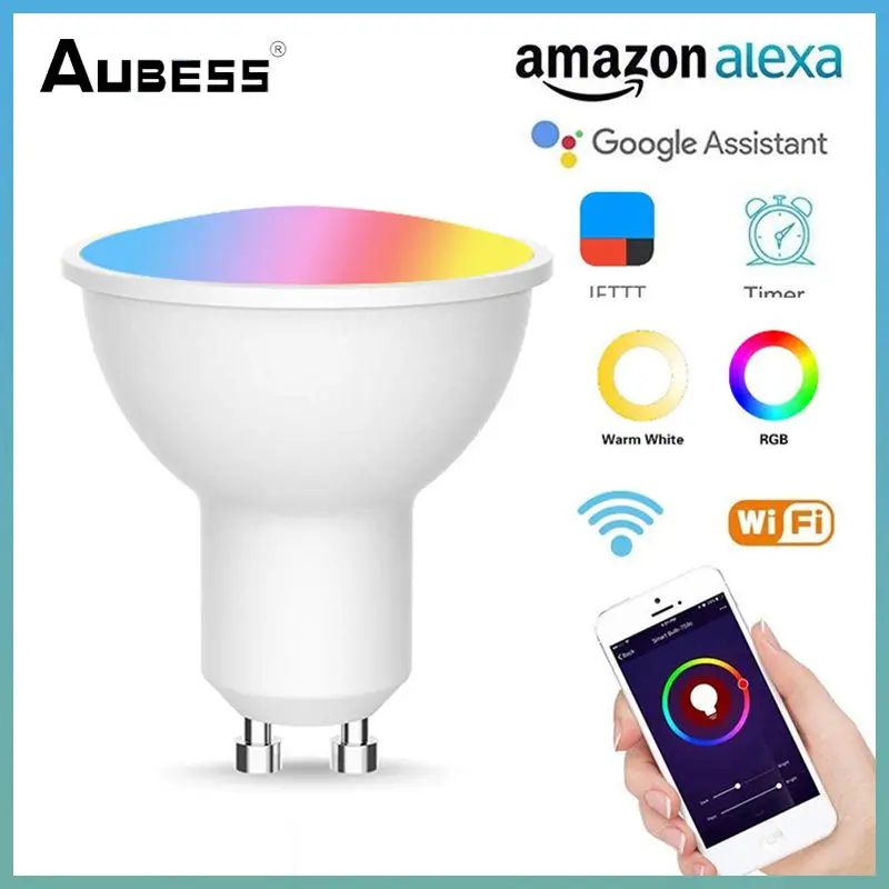 GU10 Spotlight WiFi Smart Light Bulb 5w RGB+CW 2700-6500K Smart Bulb App Remote Control RGB Light Lamp For Alexa Google Home
GU10 Spotlight WiFi Smart Light Bulb 5w RGB+CW 2700-6500K Smart Bulb App Remote Control RGB Light Lamp For Alexa Google Home