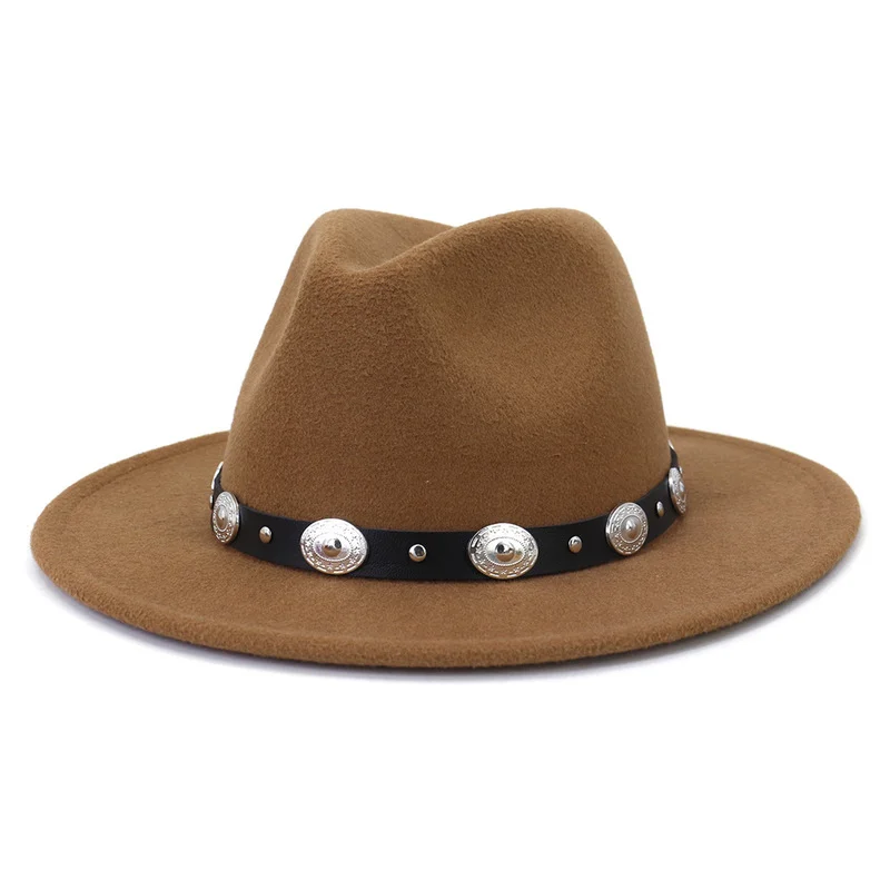 

Fedora Hat Men Women Black leather Belt Decoration Felt Hats Artificial Wool Blend Winter Fedora Hats Church Wedding Party Jazz