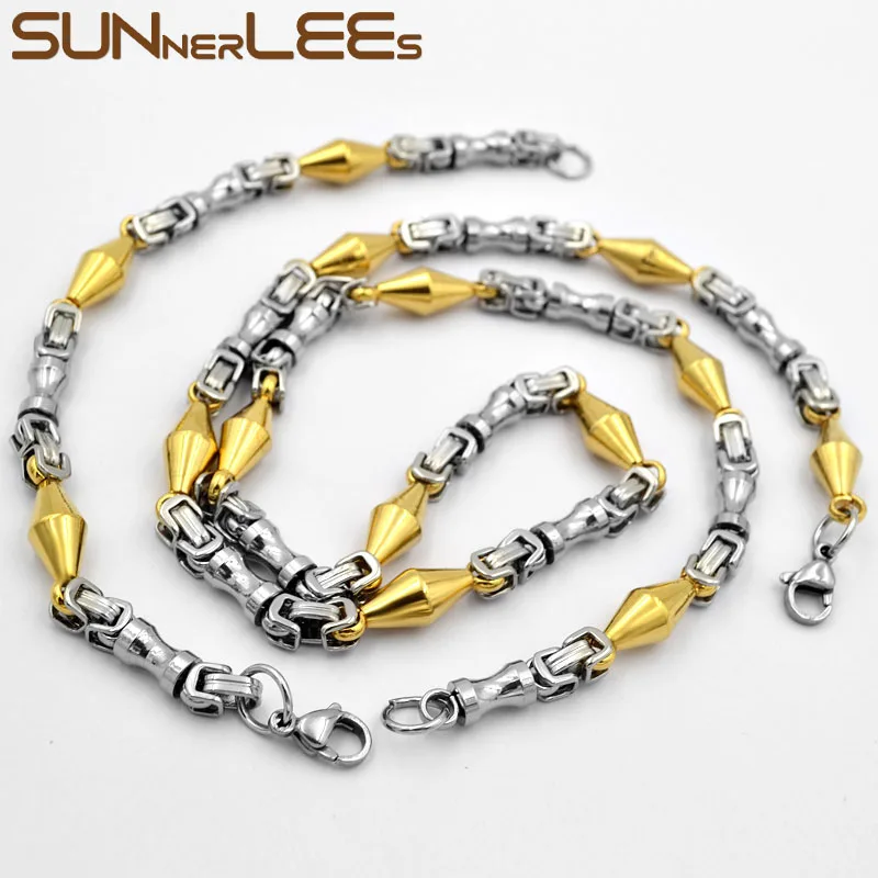 SUNNERLEES 316L комплект из ожерелья и браслета из нержавеющей стали 7 мм Геометрическая цепочка серебряного цвета с золотым покрытием для мужчин ...
SUNNERLEES 316L комплект из ожерелья и браслета из нержавеющей стали 7 мм Геометрическая цепочка серебряного цвета с золотым покрытием для мужчин ...