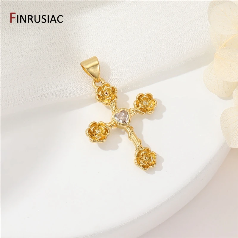 DIY Jewelry Making Supplies 14K Gold Plated Brass Zircon Cross Charms For Religious Necklace Making Accessories Craft Findings
DIY Jewelry Making Supplies 14K Gold Plated Brass Zircon Cross Charms For Religious Necklace Making Accessories Craft Findings