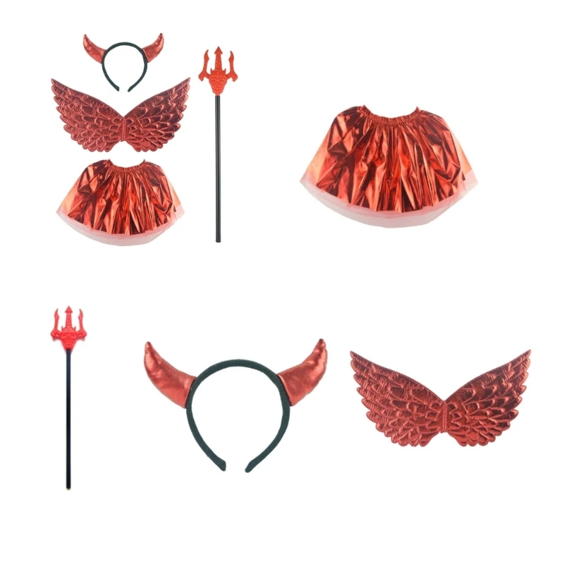 Cartoon Devil Horns Scepter Hairband Skirt Wing Set Cosplay Hair Accessories for Women Girls Kid Party Headband
Cartoon Devil Horns Scepter Hairband Skirt Wing Set Cosplay Hair Accessories for Women Girls Kid Party Headband