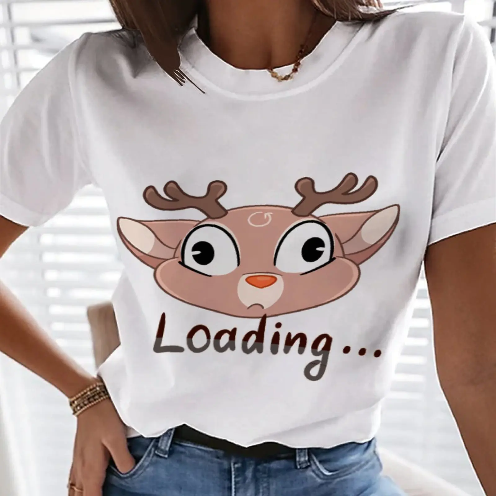 Женская летняя футболка с принтом оленя, футболка с круглым вырезом и коротким рукавом, модный дышащий Топ
Женская летняя футболка с принтом оленя, футболка с круглым вырезом и коротким рукавом, модный дышащий Топ