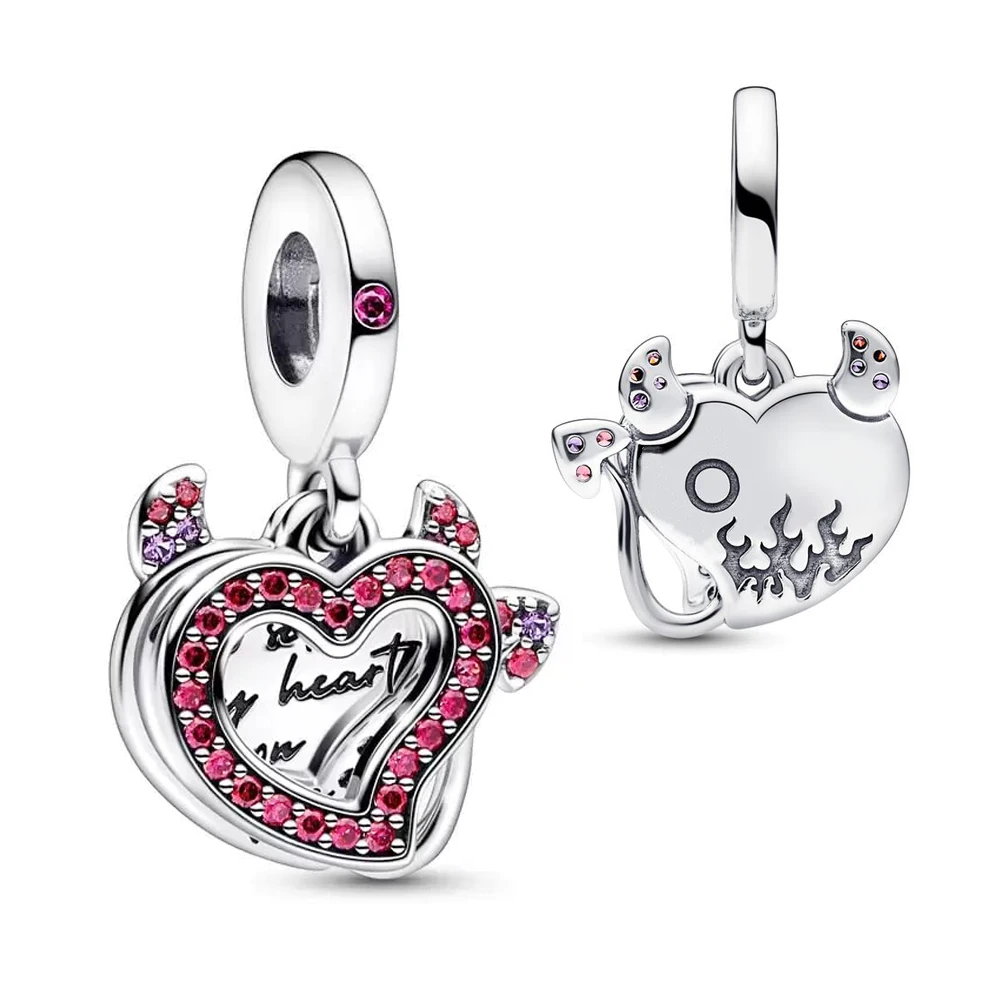 Sparkling Luxury Silver Color Devil Heart Double Dangle Charm fit Pandora Bracelet for Women DIY Birthday Gift Jewelry Making
Sparkling Luxury Silver Color Devil Heart Double Dangle Charm fit Pandora Bracelet for Women DIY Birthday Gift Jewelry Making