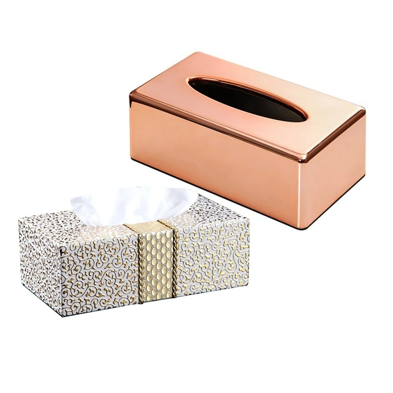 2 Pcs Car Home Rectangle Shaped Tissue Box Household Living Room Desktop Napkin Tissue Holder, Rose Gold & White+Gold
2 Pcs Car Home Rectangle Shaped Tissue Box Household Living Room Desktop Napkin Tissue Holder, Rose Gold & White+Gold