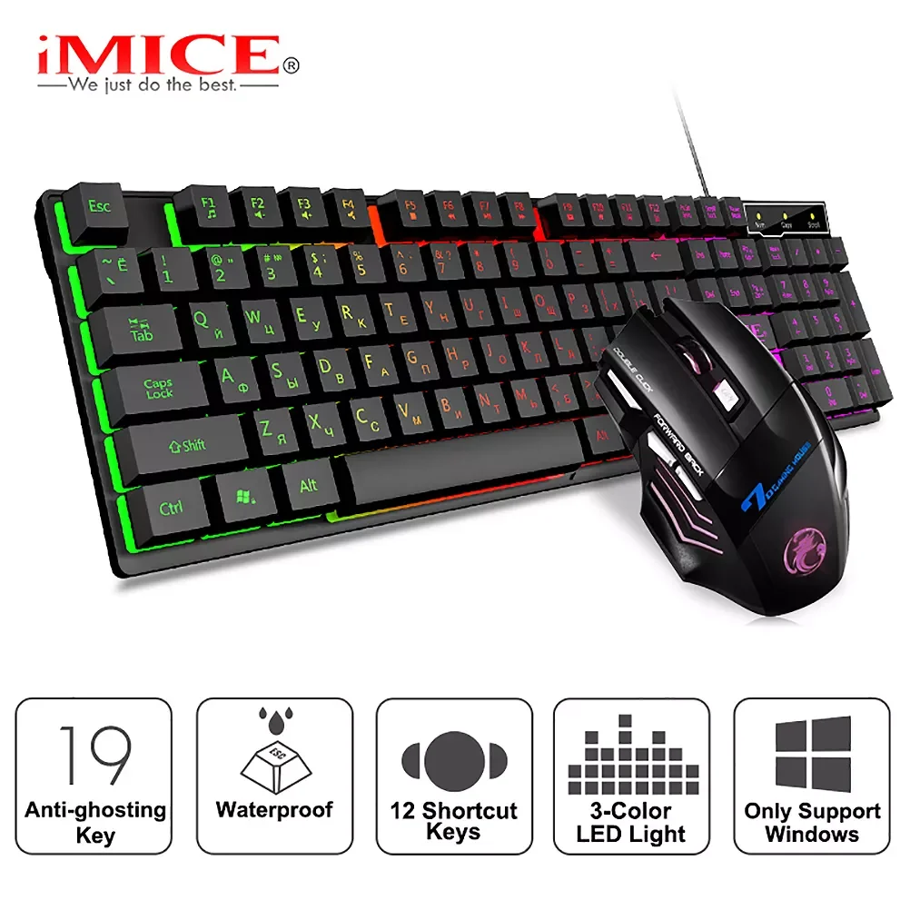 Gaming Keyboard And Mouse Wired Gamer Keyboard With RGB Backlit Rubber Keycaps USB Russian Keyboard For Game Computer PC Laptop
Gaming Keyboard And Mouse Wired Gamer Keyboard With RGB Backlit Rubber Keycaps USB Russian Keyboard For Game Computer PC Laptop
