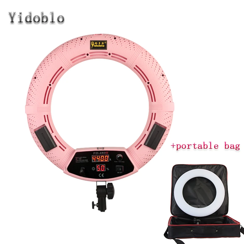 Yidoblo FD-480II Pink Bi-color Studio Ring Light with bag LED Video Light Lamp Photographic Macro Lighting 5500K 480LED Lights
Yidoblo FD-480II Pink Bi-color Studio Ring Light with bag LED Video Light Lamp Photographic Macro Lighting 5500K 480LED Lights