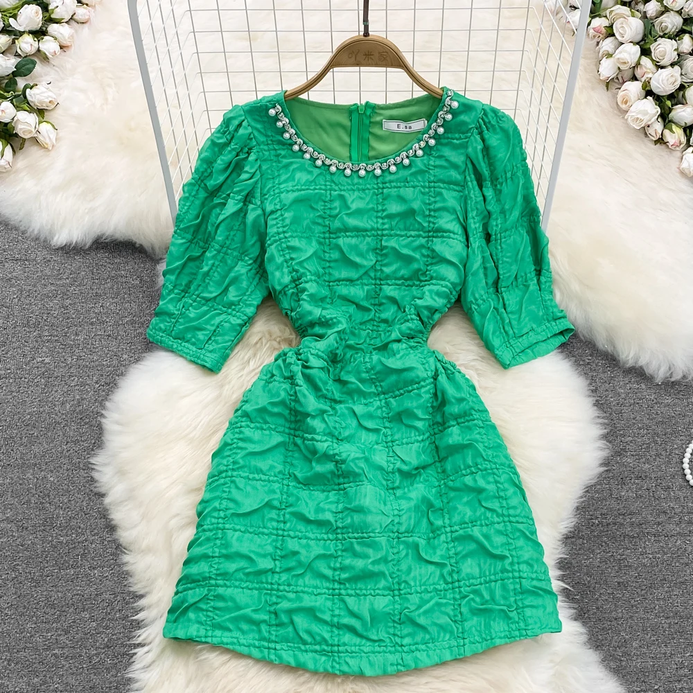 SuperAen 2022 Summer Nail Bead O Neck Solid Puff Sleeve Waist Slim Open Waist Hollow Out A-LINE Casual Dresses for Women
SuperAen 2022 Summer Nail Bead O Neck Solid Puff Sleeve Waist Slim Open Waist Hollow Out A-LINE Casual Dresses for Women