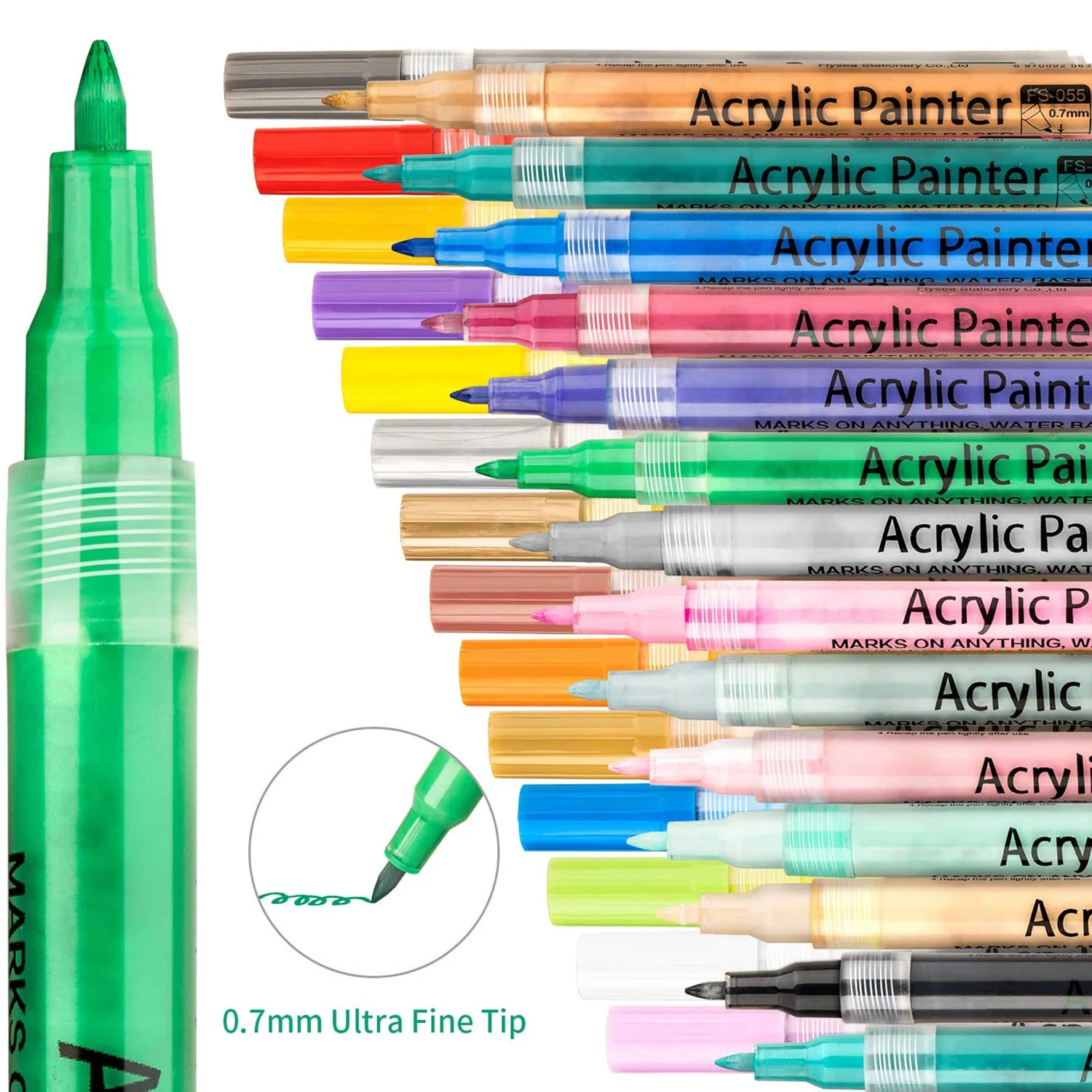 0.7mm Fine Tip Acrylic Paint Pen, 28 Colors Suit Paint Markers Pens, Used for Metal, Rocks, Pebbles, Wood, Glass, Ceramics
0.7mm Fine Tip Acrylic Paint Pen, 28 Colors Suit Paint Markers Pens, Used for Metal, Rocks, Pebbles, Wood, Glass, Ceramics