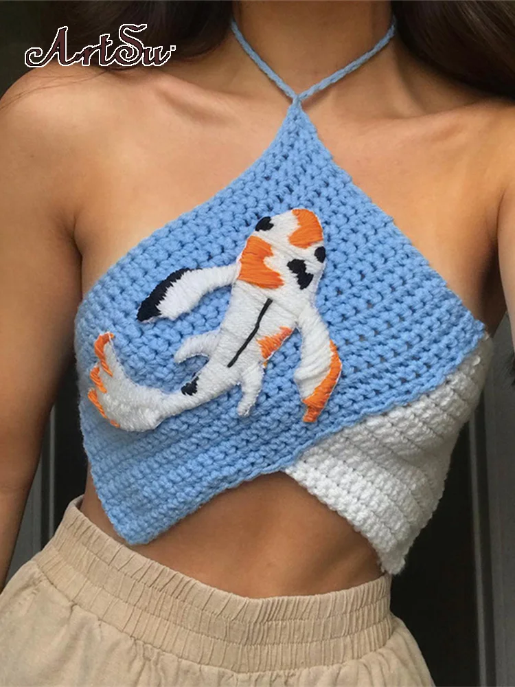 Artsu Fashion Casual Knit Print Halter Strap Camisole For Women Summer New 2022 Skinny Strap Crop Top Y2K Streetwea
Artsu Fashion Casual Knit Print Halter Strap Camisole For Women Summer New 2022 Skinny Strap Crop Top Y2K Streetwea
