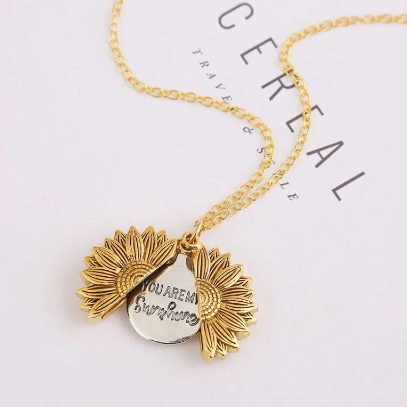 Fashion Sunflower Openable 2Layers Gold Pendant Necklace for Women Retro Sweet Vintage Trend Wedding Necklace O-chain Jewelry
Fashion Sunflower Openable 2Layers Gold Pendant Necklace for Women Retro Sweet Vintage Trend Wedding Necklace O-chain Jewelry