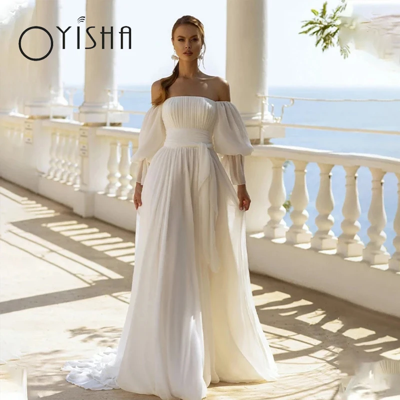 OYISHA Beach Simple Chiffon Bridal Gown Sexy Off Shoulder Mopping Wedding Dress Elegant Sweetheart Lantern Sleeve vestido blanco
OYISHA Beach Simple Chiffon Bridal Gown Sexy Off Shoulder Mopping Wedding Dress Elegant Sweetheart Lantern Sleeve vestido blanco