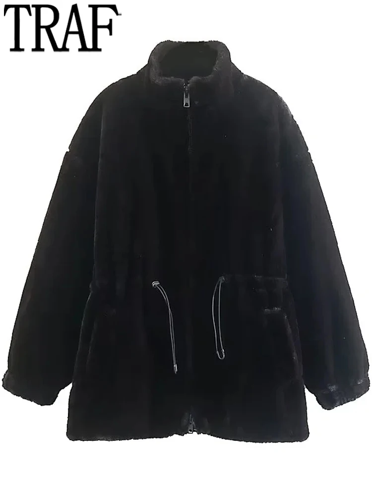 TRAF Faux Fur Coat Women Winter 2022 Black Fluffy Jacket Woman Long Sleeve Zip Up Women's Jackets High Neck Warm Cold Coat
TRAF Faux Fur Coat Women Winter 2022 Black Fluffy Jacket Woman Long Sleeve Zip Up Women's Jackets High Neck Warm Cold Coat
