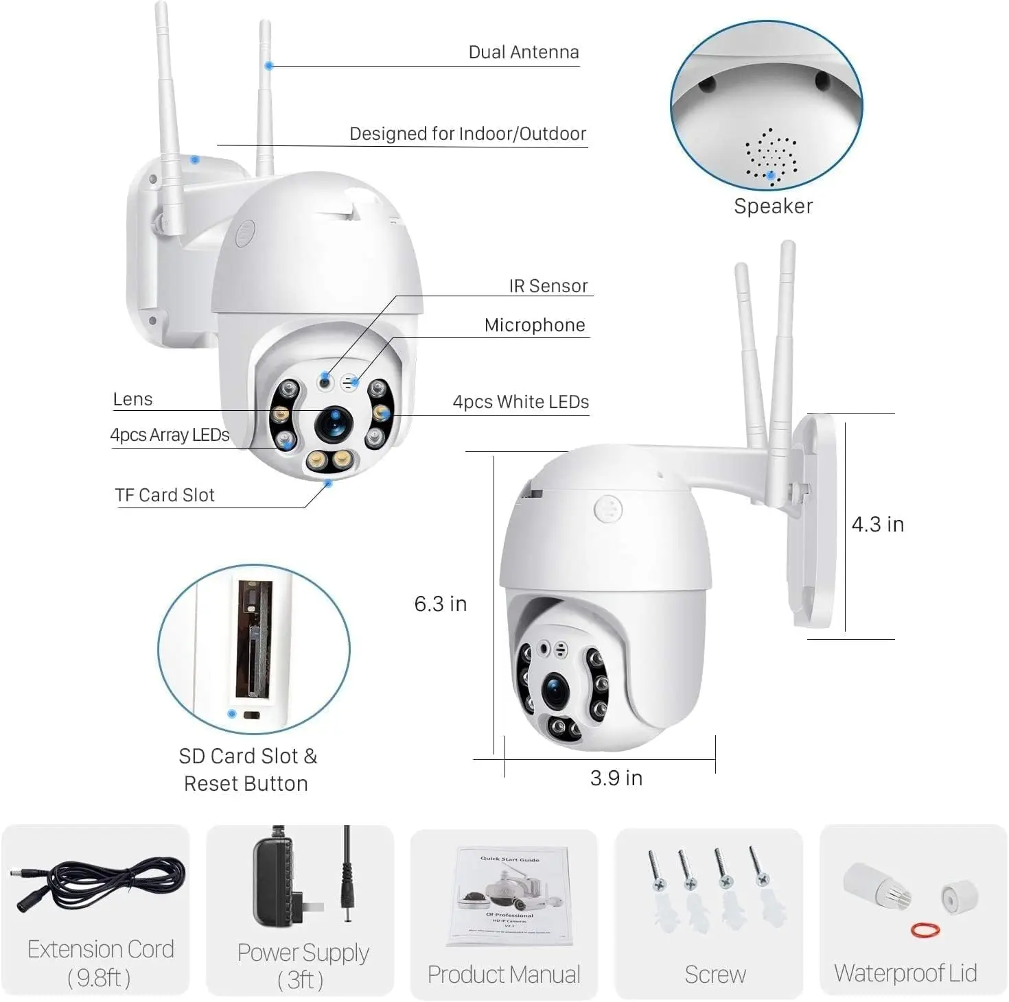 2023 new Câmera Speed Dome A6 Icsee Full Hd 1080p Ptz Wifi Ip66 Prova D'água Infravermelho Externa Wifi Hd 2 antenas
2023 new Câmera Speed Dome A6 Icsee Full Hd 1080p Ptz Wifi Ip66 Prova D'água Infravermelho Externa Wifi Hd 2 antenas