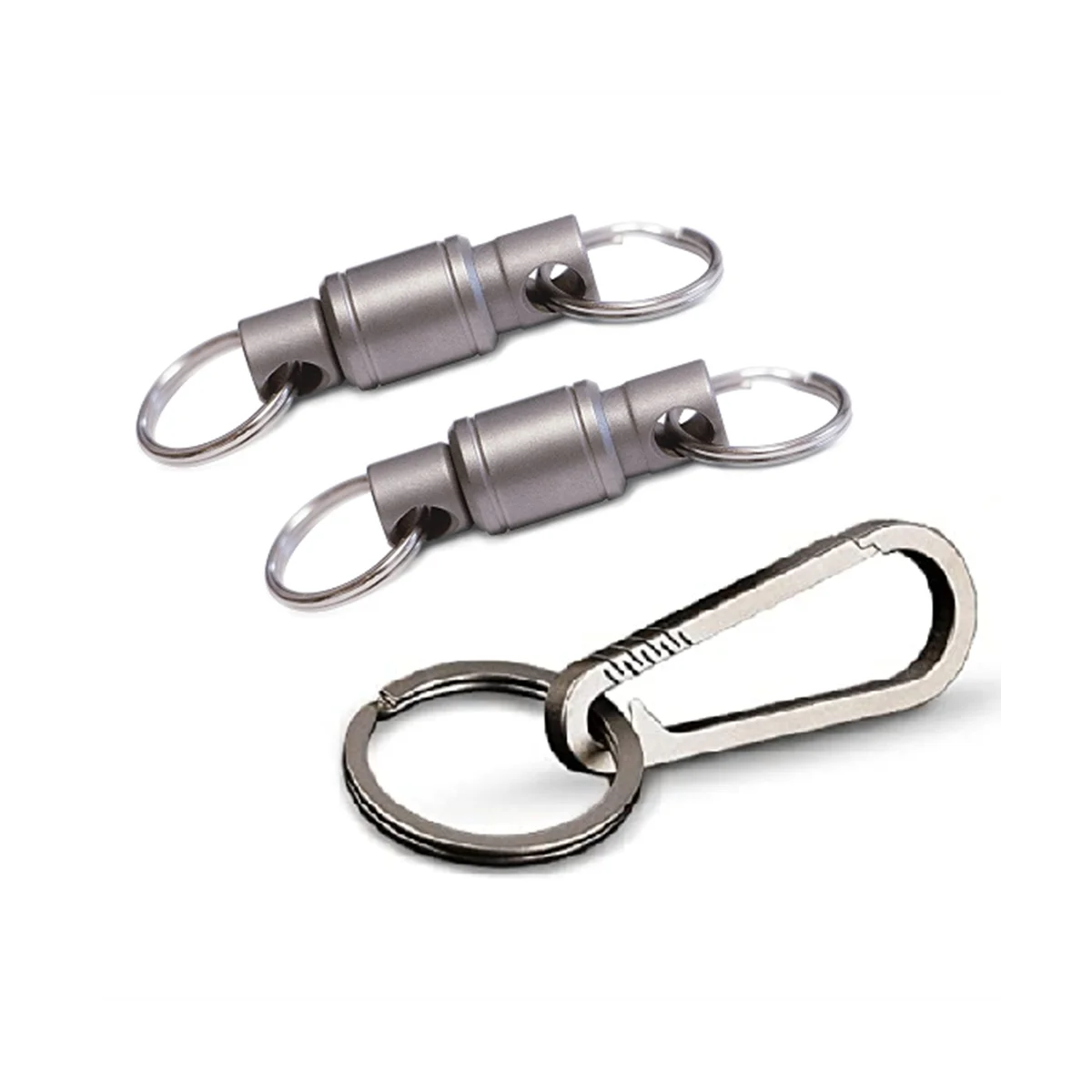 Quick Release Keychain Set with Titanium Carabiner and Keyrings Titanium Swivel Clip 360-Degree Rotation 3Pcs
Quick Release Keychain Set with Titanium Carabiner and Keyrings Titanium Swivel Clip 360-Degree Rotation 3Pcs