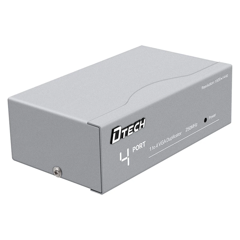 

DTECH Powered 4 Port VGA Splitter Box Video Distribution Duplicator For 1 PC To Multiple Monitors Projector