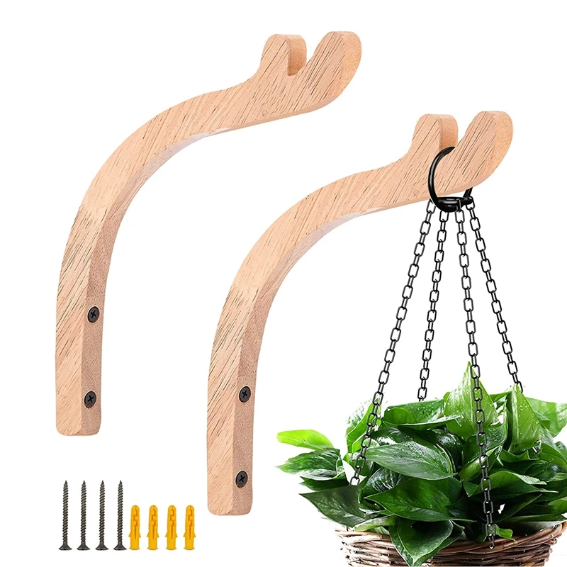 2 Pack Plant Hooks For Hanging Baskets,Wooden Plant Wall Hanger Indoor & Outdoor,Wall Hooks For Hanging Plants 
2 Pack Plant Hooks For Hanging Baskets,Wooden Plant Wall Hanger Indoor & Outdoor,Wall Hooks For Hanging Plants
