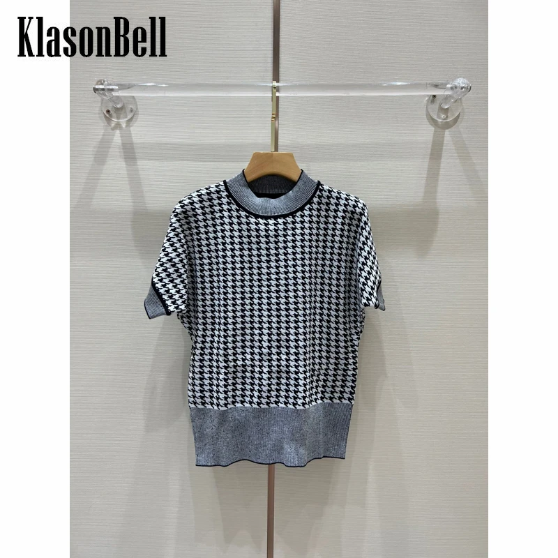 7.22 KlasonBell Houndstooth Contrast Color Short Sleeve Wool Knitted Pullover Knitwear Women
7.22 KlasonBell Houndstooth Contrast Color Short Sleeve Wool Knitted Pullover Knitwear Women