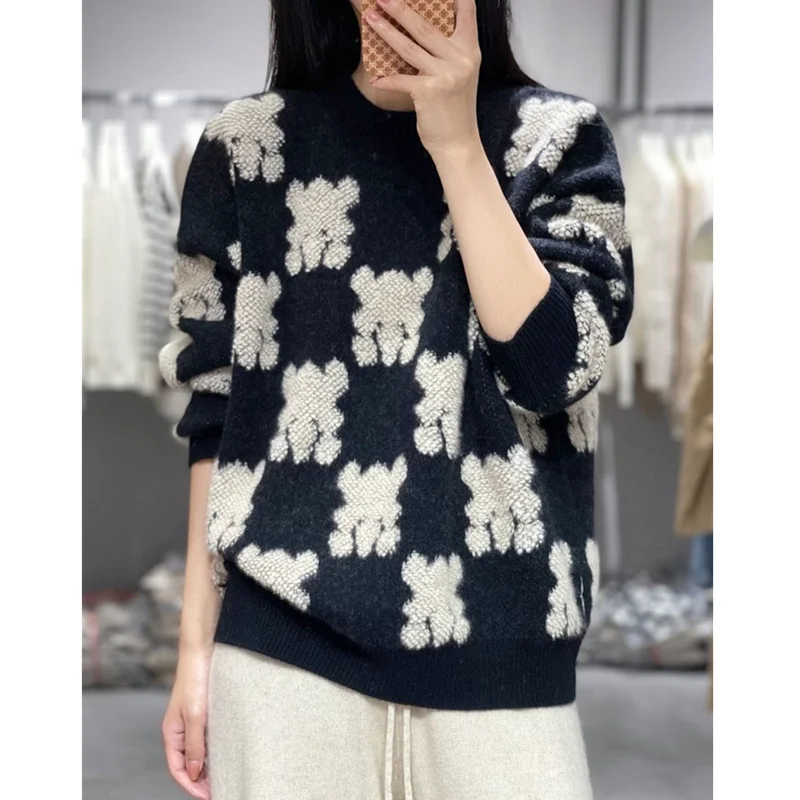 Модный свитер с вышивкой кролика с круглым вырезом для женщин осень/зима Свободная блузка большой размер кашемировый вязаный свитер с низо... 
Модный свитер с вышивкой кролика с круглым вырезом для женщин осень/зима Свободная блузка большой размер кашемировый вязаный свитер с низо...