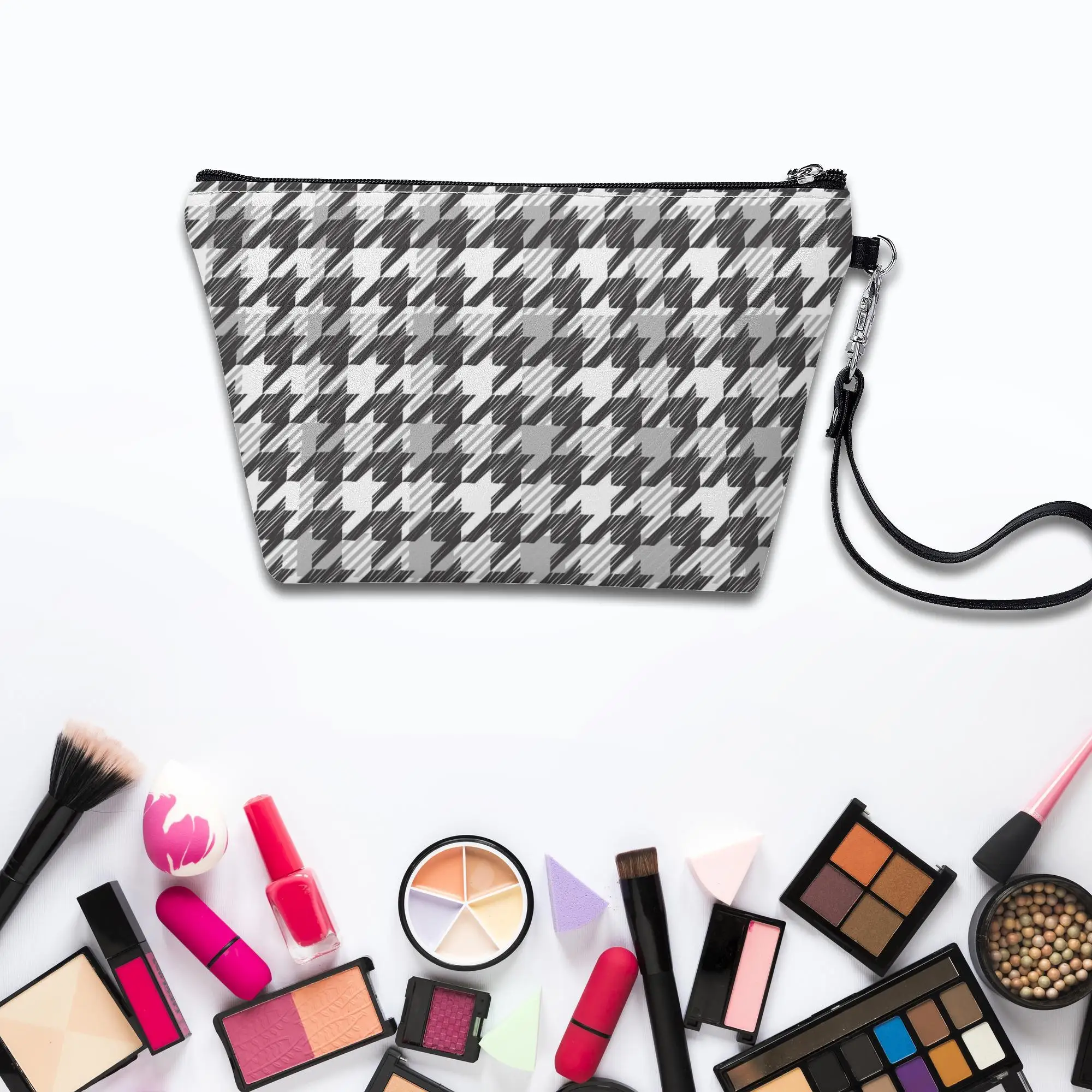 Luxury Houndstooth Small Faux Leather Cosmetic Bag For Women Portable Removable Handle Zipper Makeup Bag Lady For Travel
Luxury Houndstooth Small Faux Leather Cosmetic Bag For Women Portable Removable Handle Zipper Makeup Bag Lady For Travel