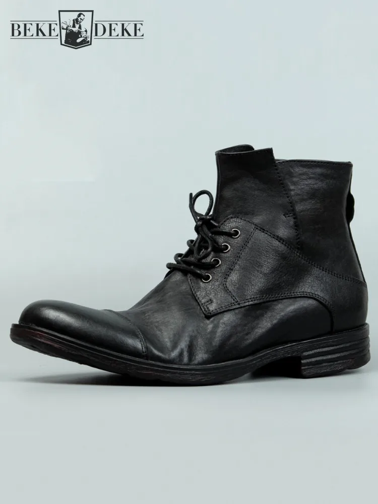 Vintage Mens Cowhide Genuine Leather Riding Ankle Boots Lace Up High Top Work Shoes Vintage Round Toe Autumn Moto Biker Boots
Vintage Mens Cowhide Genuine Leather Riding Ankle Boots Lace Up High Top Work Shoes Vintage Round Toe Autumn Moto Biker Boots