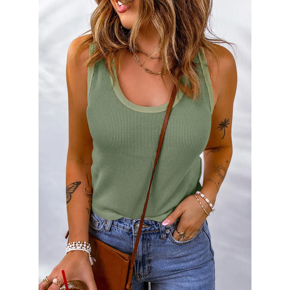 2023 Spring/Summer New Tank Top Fashion Casual Solid U Neck T-shirt Sexy Slim Fit Elegant Commuter Tops Street Pullover Blouse
2023 Spring/Summer New Tank Top Fashion Casual Solid U Neck T-shirt Sexy Slim Fit Elegant Commuter Tops Street Pullover Blouse