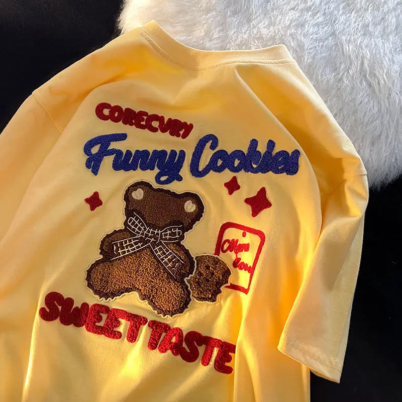 High Quality Comfort Cotton Vintage Bear Embroidery Cute T Shirts Grunge Aesthetic Y2k Tops Teens Students Loose Casual Harajuku
High Quality Comfort Cotton Vintage Bear Embroidery Cute T Shirts Grunge Aesthetic Y2k Tops Teens Students Loose Casual Harajuku