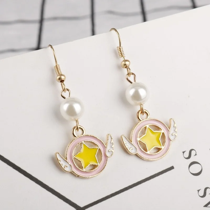 Card Captor Anime Earrings Sakura The Clow Magic Star Wand Lovely Sweet Pearl Earring Cosplay Jewelry Accessories for Women Gift
Card Captor Anime Earrings Sakura The Clow Magic Star Wand Lovely Sweet Pearl Earring Cosplay Jewelry Accessories for Women Gift