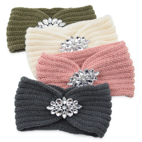 Winter Wide Knitted Headband Women Clear Crystal Flower Twist Crochet Hair Band Head Wrap Rhinestone Ear Warmer Accessories
Winter Wide Knitted Headband Women Clear Crystal Flower Twist Crochet Hair Band Head Wrap Rhinestone Ear Warmer Accessories