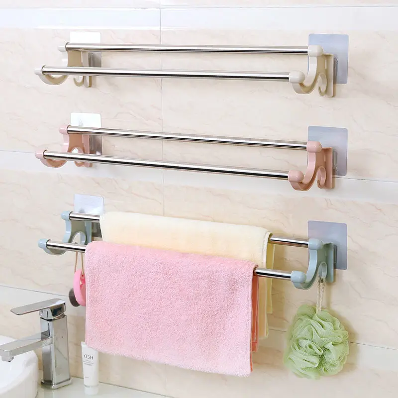 Bathroom Free Punching Wall-mounted Self-adhesive Belt Hook Rack Storage Towel Rack Simple Kitchen Stainless Steel Rack
Bathroom Free Punching Wall-mounted Self-adhesive Belt Hook Rack Storage Towel Rack Simple Kitchen Stainless Steel Rack